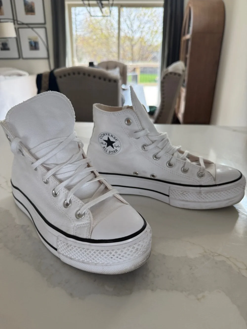 Converse White High-Top Platform Sneakers - Picture 1 of 3